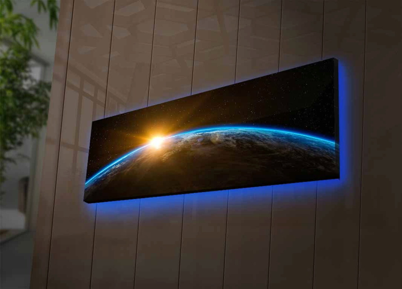 Tablou decorativ cu lumina LED, 3090NASA-018, 30 x 90 cm, Multicolor - imagine 6